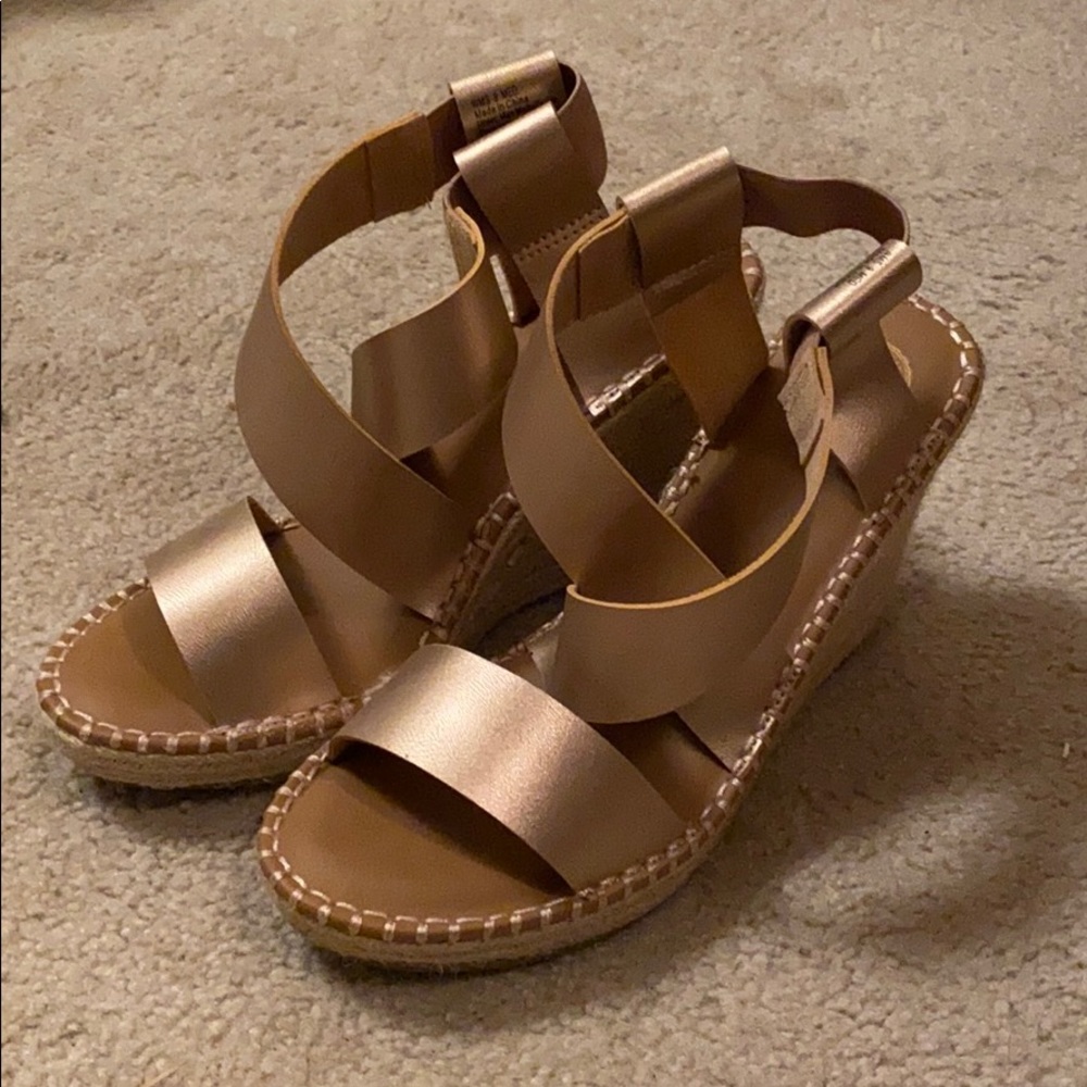 Rose gold wedge sandals